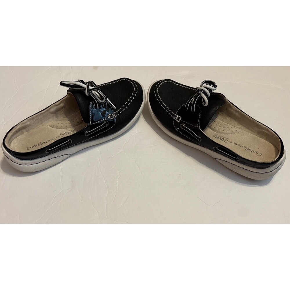 Croft & Barrow Deck Shoes Size 8 Black Mule Boat Shoes - Picture 3 of 5